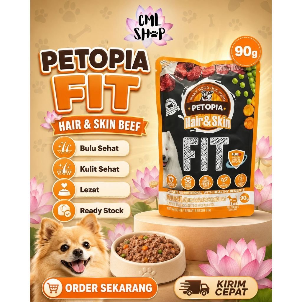 Petopia Pouch Fit Hair & Skin Beef 90g