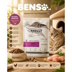 Makanan Kucing - Molly Cat Adult Indoor & Sterilised Chicken Freshpack 100g