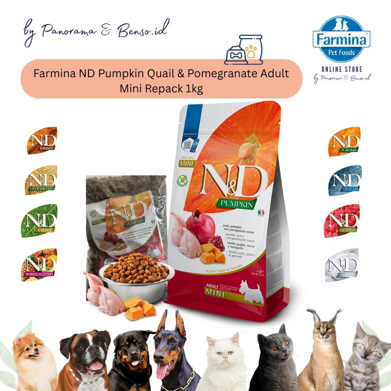 Farmina ND Pumpkin Quail & Pomegranate Adult Mini Repack 1kg