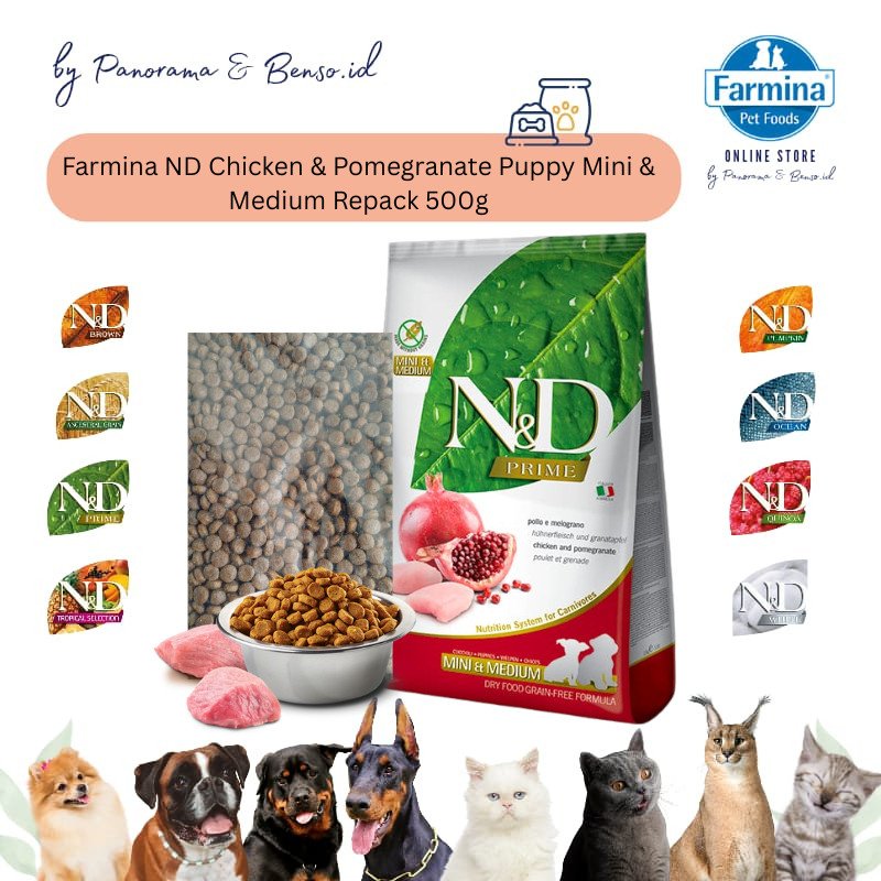 FARMINA ND CHICKEN & POMEGRANATE PUPPY MINI&MEDIUM REPACK 500g
