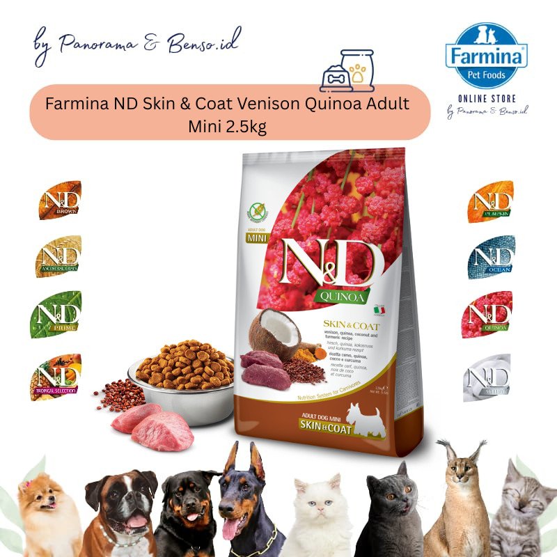 Farmina N&D Adult Skin&Coat Venison Quinoa Grain Free Adult Mini 2.5Kg