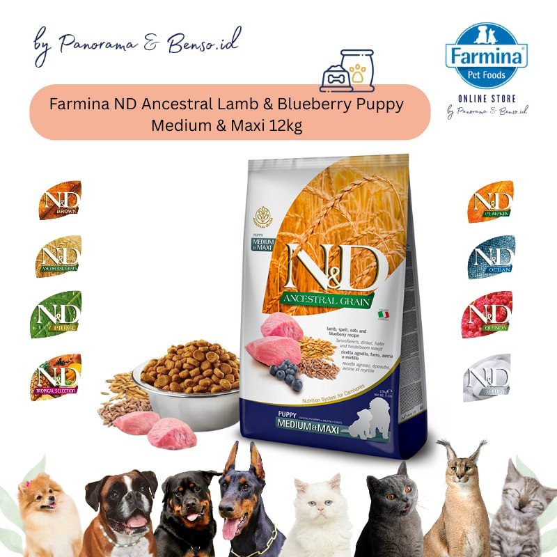 FARMINA ND ANCESTRAL LAMB & BLUEBERRY PUPPY MEDIUM & MAXI 12KG