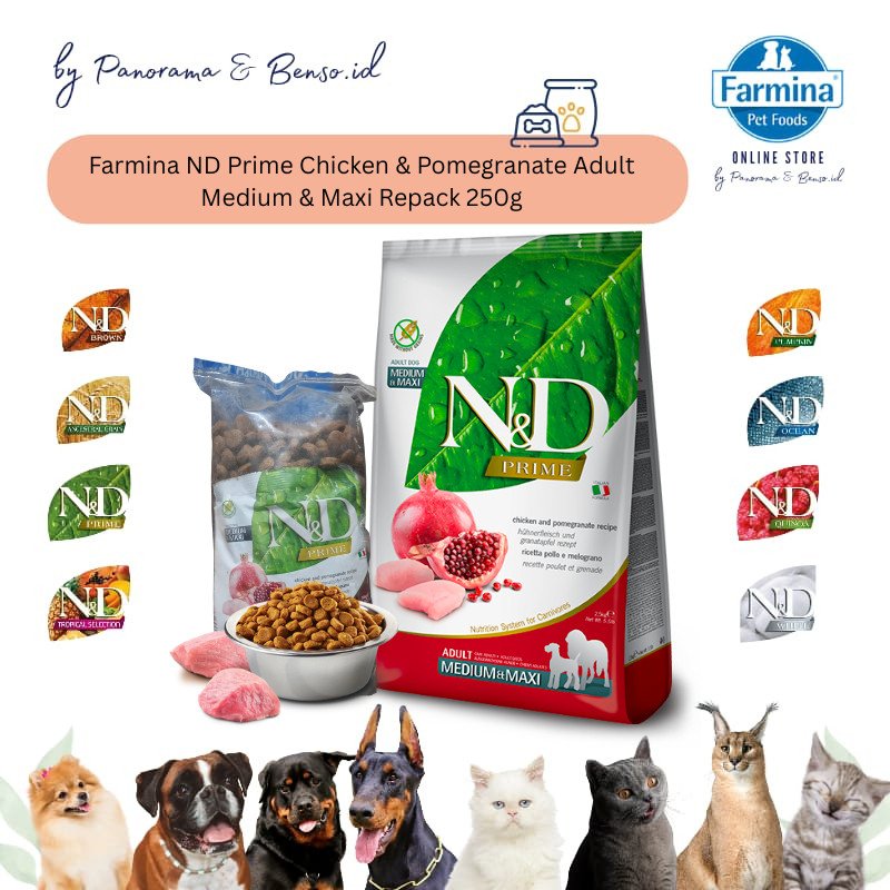 FARMINA ND PRIME CHICKEN & POMEGRANATE ADULT MEDIUM & MAXI REPACK 250gr