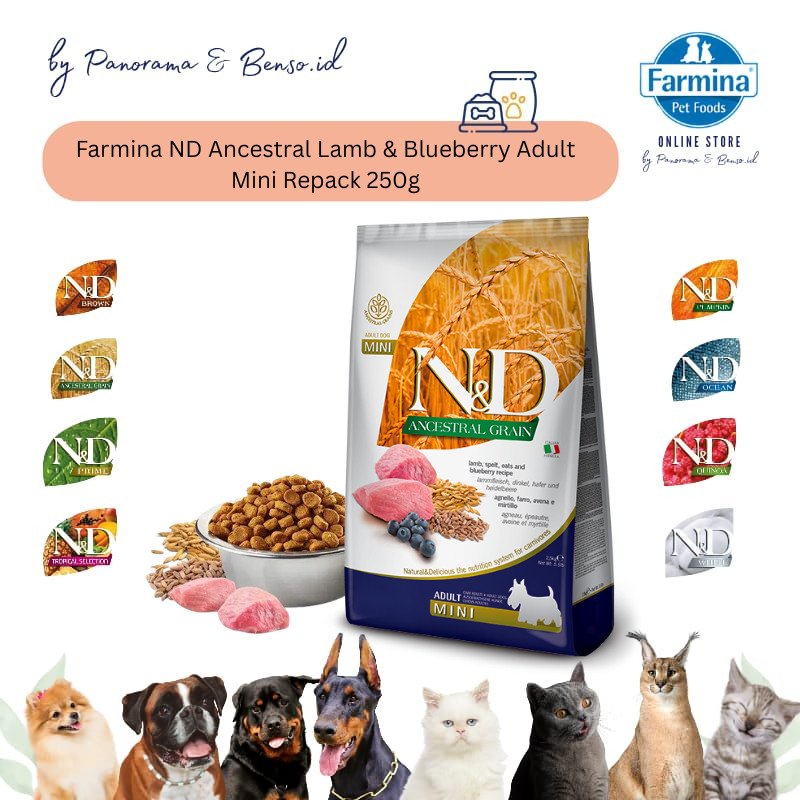 FARMINA ND ANCESTRAL LAMB & BLUEBERRY ADULT MINI REPACK 250G