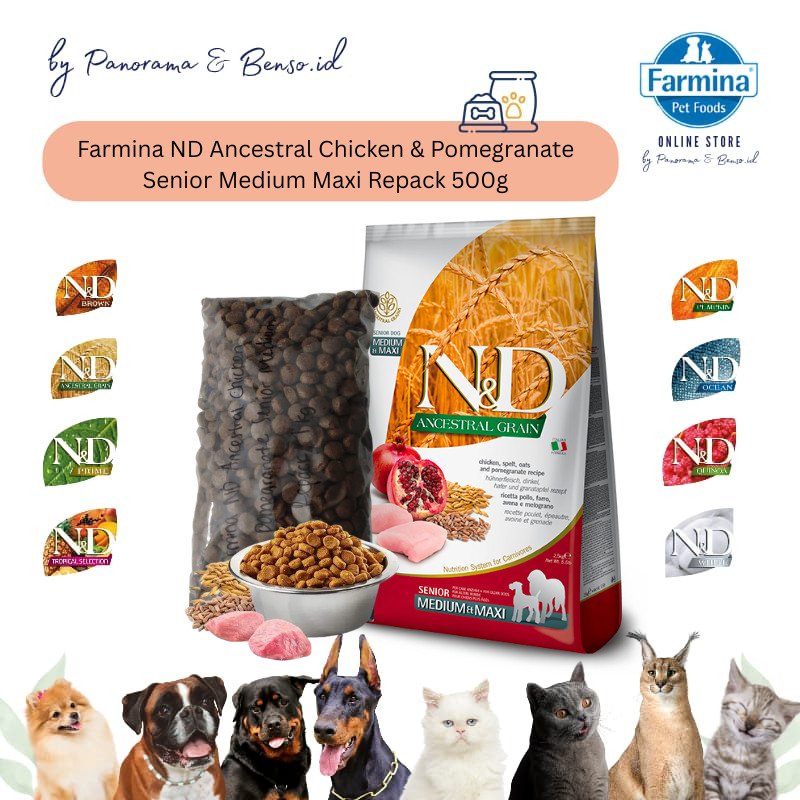 Farmina ND Ancestral Chicken & Pomegranate Senior Medium Maxi Repack 500gr