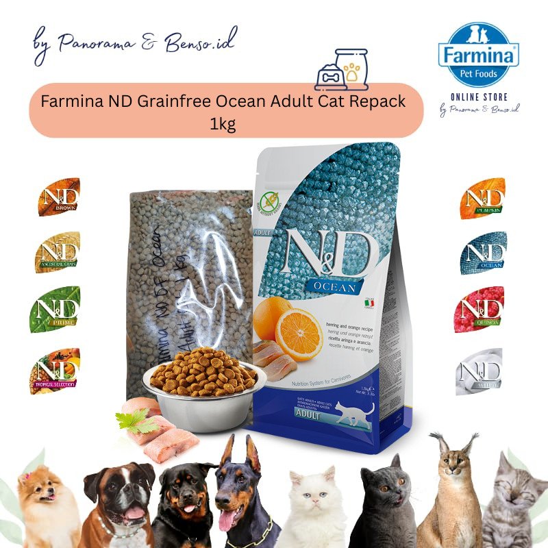 Makanan Kucing - Farmina ND Grainfree Ocean Adult Cat Repack 1kg