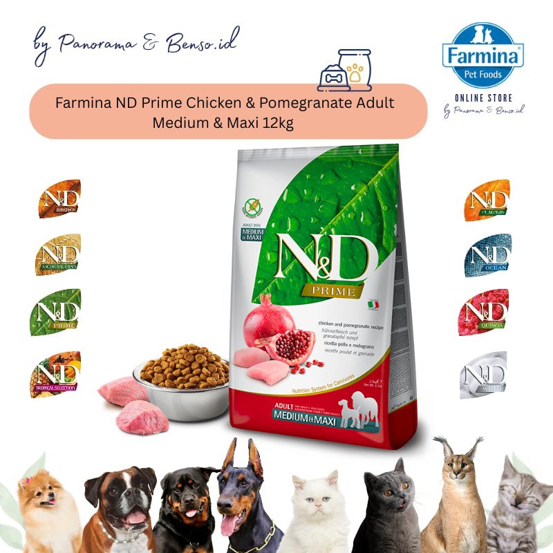 FARMINA ND PRIME CHICKEN & POMEGRANATE ADULT MEDIUM & MAXI 12KG