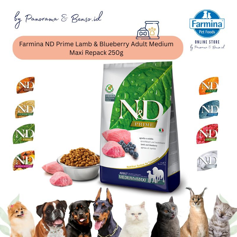 Farmina ND Prime Lamb & Blueberry Adult Medium Maxi Repack 250gr