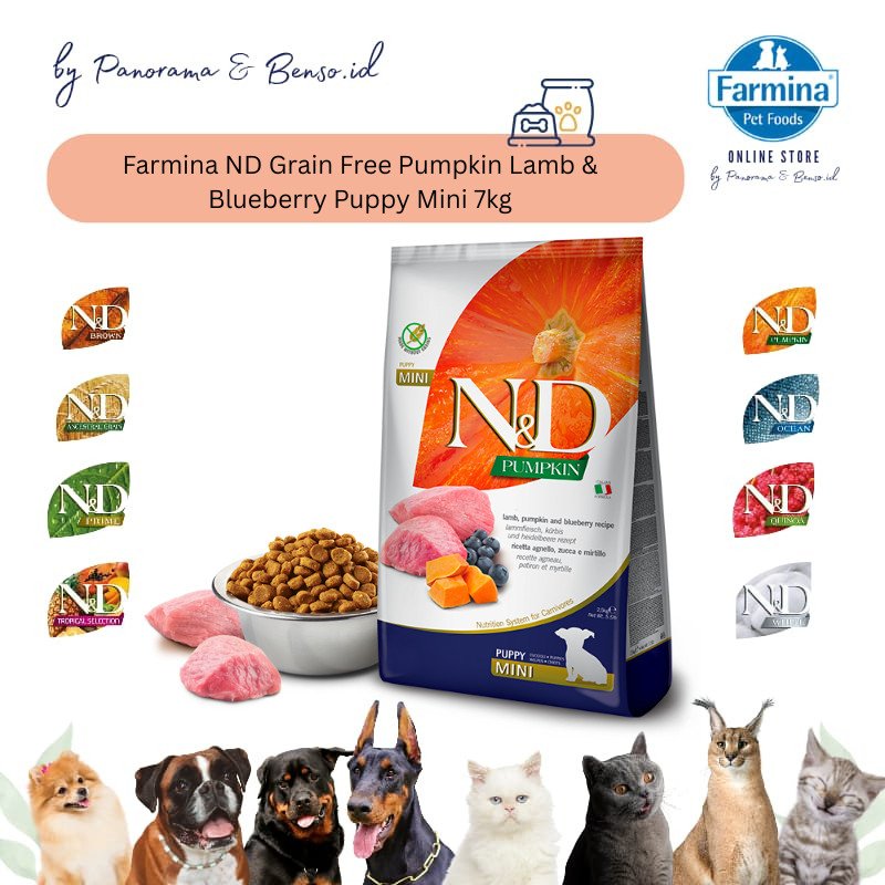FARMINA ND GRAIN FREE PUMPKIN LAMB & BLUEBERRY PUPPY MINI 7KG