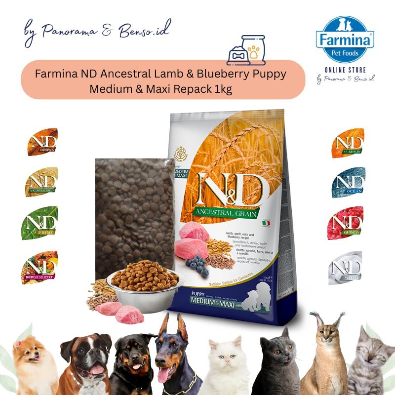 FARMINA ND ANCESTRAL LAMB & BLUEBERRY PUPPY MEDIUM & MAXI REPACK 1KG