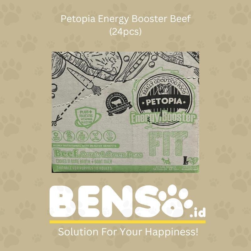 Dogfood - Petopia Pouch Fit Energy Booster Beef 90g (1 Dus 24pcs) - Makanan Anjing Basah