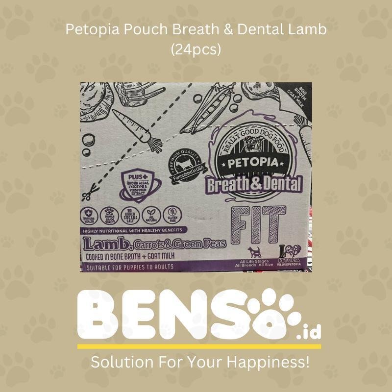 Dogfood - Petopia Pouch Fit Breath & Dental Lamb 90g (1 Dus 24pcs) - Makanan Anjing Basah