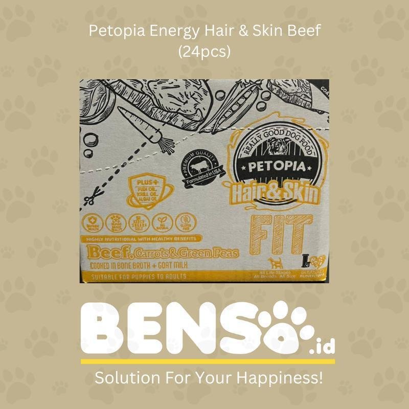 Dogfood - Petopia Pouch Fit Hair & Skin Beef 90g (1 Dus 24pcs)  - Makanan Anjing Basah